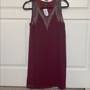 Fabrik plum shift dress with beaded neck detail